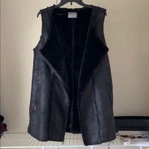 RUFF HEWN BLACK FAUX FUR/SUEDE VEST